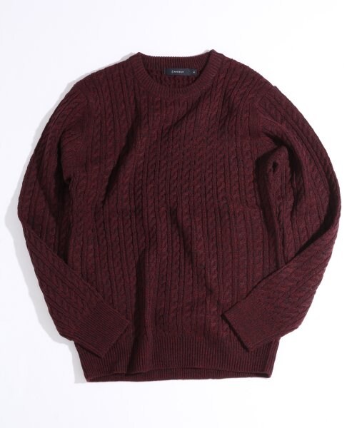 RAGEBLUE(レイジブルー)の「【アクリル・ウール混素材】ケーブルニットクルー(トップス・メンズ・ホワイト/グレー/ワイン/ブルー/ネイビー・M/L)」の5枚目の写真