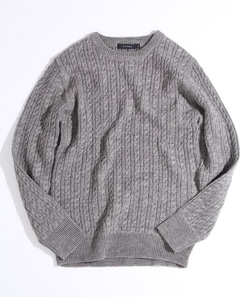RAGEBLUE(レイジブルー)の「【アクリル・ウール混素材】ケーブルニットクルー(トップス・メンズ・ホワイト/グレー/ワイン/ブルー/ネイビー・M/L)」の2枚目の写真