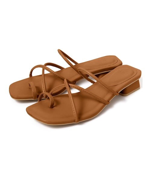 GRL（グレイル）の「ナローストラップローヒールサンダル（サンダル・レディース・ブラック/キャメル/ベージュ/ブラウン・24.5）」の2枚目の写真