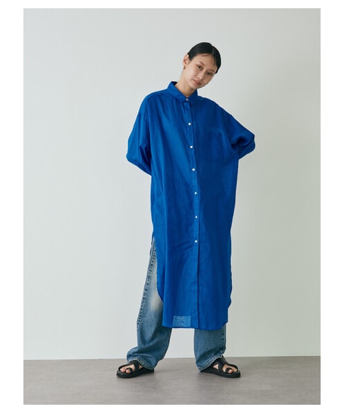 GARAGE OF GOOD CLOTHING（ガレージオブグッドクロージング）の「綿麻シャツワンピース（ワンピース/ドレス・ブラック/ピンク/ブラウン/ブルー・F）」の9枚目の写真