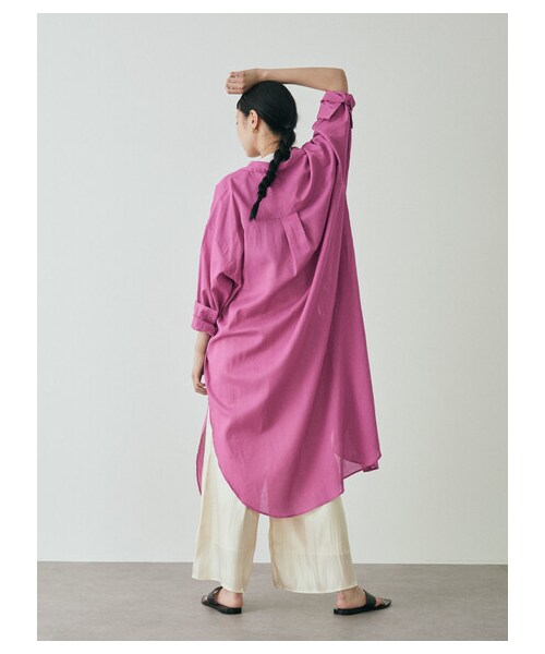 GARAGE OF GOOD CLOTHING（ガレージオブグッドクロージング）の「綿麻シャツワンピース（ワンピース/ドレス・ブラック/ピンク/ブラウン/ブルー・F）」の5枚目の写真