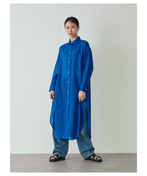 GARAGE OF GOOD CLOTHING（ガレージオブグッドクロージング）の「綿麻シャツワンピース（ワンピース/ドレス・ブラック/ピンク/ブラウン/ブルー・F）」の8枚目の写真