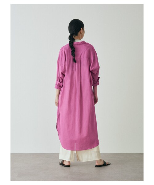 GARAGE OF GOOD CLOTHING（ガレージオブグッドクロージング）の「綿麻シャツワンピース（ワンピース/ドレス・ブラック/ピンク/ブラウン/ブルー・F）」の4枚目の写真