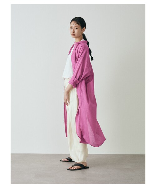 GARAGE OF GOOD CLOTHING（ガレージオブグッドクロージング）の「綿麻シャツワンピース（ワンピース/ドレス・ブラック/ピンク/ブラウン/ブルー・F）」の3枚目の写真