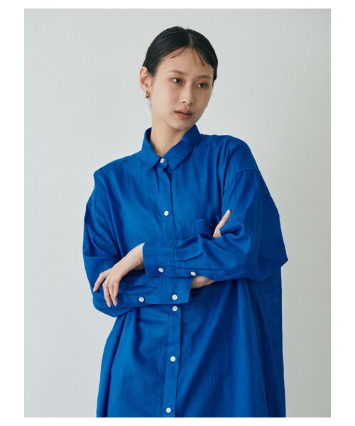 GARAGE OF GOOD CLOTHING（ガレージオブグッドクロージング）の「綿麻シャツワンピース（ワンピース/ドレス・ブラック/ピンク/ブラウン/ブルー・F）」の11枚目の写真