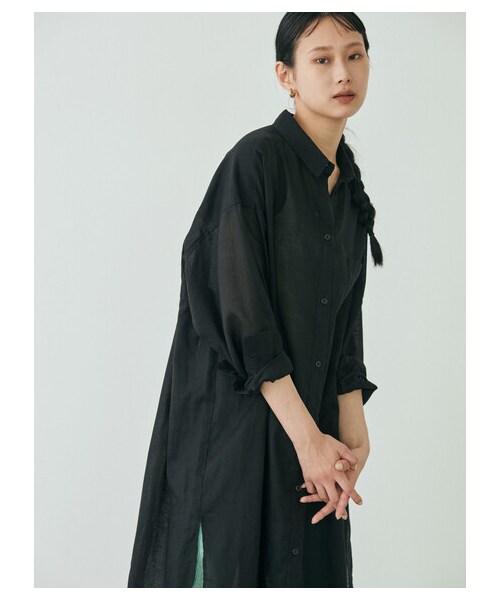 GARAGE OF GOOD CLOTHING（ガレージオブグッドクロージング）の「綿麻シャツワンピース（ワンピース/ドレス・ブラック/ピンク/ブラウン/ブルー・F）」の18枚目の写真
