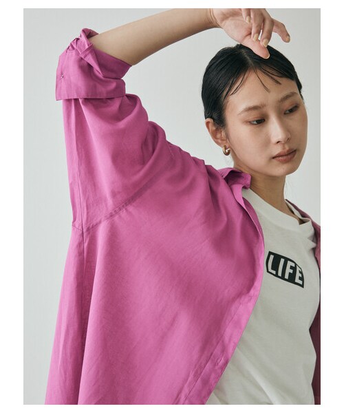 GARAGE OF GOOD CLOTHING（ガレージオブグッドクロージング）の「綿麻シャツワンピース（ワンピース/ドレス・ブラック/ピンク/ブラウン/ブルー・F）」の6枚目の写真