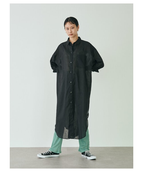 GARAGE OF GOOD CLOTHING（ガレージオブグッドクロージング）の「綿麻シャツワンピース（ワンピース/ドレス・ブラック/ピンク/ブラウン/ブルー・F）」の13枚目の写真