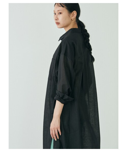 GARAGE OF GOOD CLOTHING（ガレージオブグッドクロージング）の「綿麻シャツワンピース（ワンピース/ドレス・ブラック/ピンク/ブラウン/ブルー・F）」の16枚目の写真