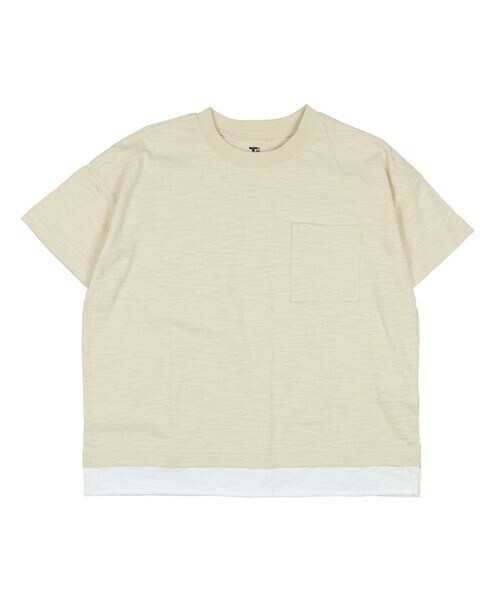 T>>2(ティーツー)の「ポケット付き重ね着風Tシャツ(Tシャツ/カットソー・キッズ・01.アイボリー/02.ミント/03.ブルー/04.オレンジ/05.ブラウン・80-150)」の1枚目の写真