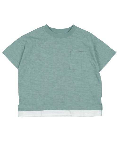 T>>2(ティーツー)の「ポケット付き重ね着風Tシャツ(Tシャツ/カットソー・キッズ・01.アイボリー/02.ミント/03.ブルー/04.オレンジ/05.ブラウン・80-150)」の3枚目の写真
