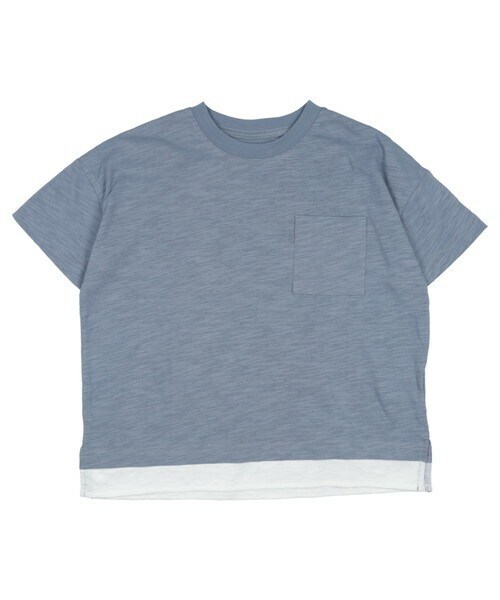 T>>2(ティーツー)の「ポケット付き重ね着風Tシャツ(Tシャツ/カットソー・キッズ・01.アイボリー/02.ミント/03.ブルー/04.オレンジ/05.ブラウン・80-150)」の4枚目の写真