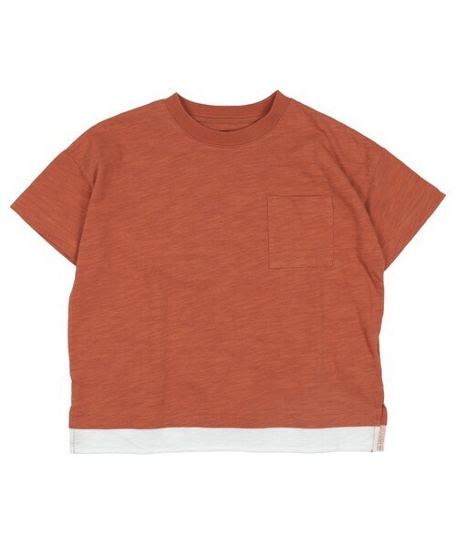 T>>2(ティーツー)の「ポケット付き重ね着風Tシャツ(Tシャツ/カットソー・キッズ・01.アイボリー/02.ミント/03.ブルー/04.オレンジ/05.ブラウン・80-150)」の5枚目の写真