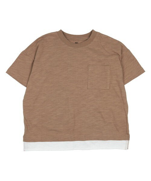 T>>2(ティーツー)の「ポケット付き重ね着風Tシャツ(Tシャツ/カットソー・キッズ・01.アイボリー/02.ミント/03.ブルー/04.オレンジ/05.ブラウン・80-150)」の2枚目の写真