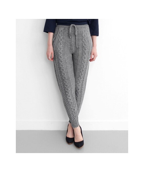 KBF（ケイビーエフ）の「ケーブルニットパンツ（パンツ・レディース・OFF/GRAY・one）」の5枚目の写真
