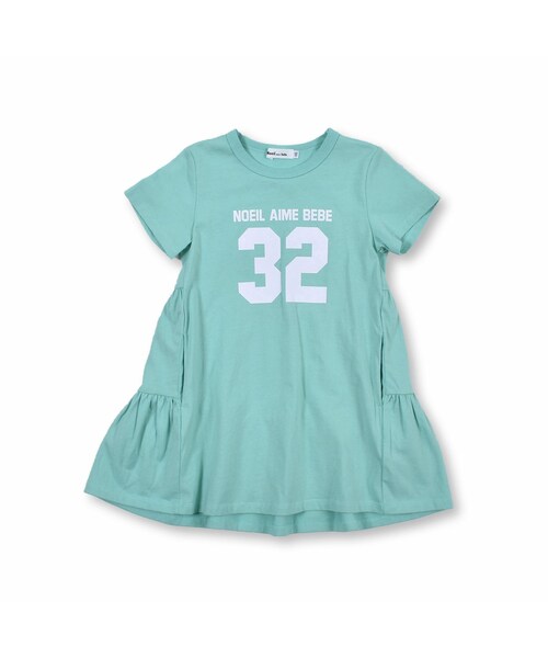 Noeil aime BeBe（ノイユエイムベベ）の「Noeil aime BeBe/天竺 ロゴプリント 後ろ フリル ワンピース (90~130cm)（ワンピース・キッズ・ピンク/ブルー・90/100/110/120/130）」の2枚目の写真