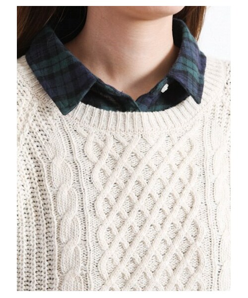 Green Parks fuuwa(グリーンパークスフーワ)の「Bシャツ×ニットプルオーバーセット(ニット・セーター・レディース・アイボリー/杢グレー/ネイビー・F)」の7枚目の写真