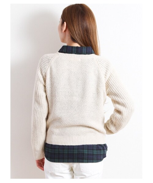Green Parks fuuwa(グリーンパークスフーワ)の「Bシャツ×ニットプルオーバーセット(ニット・セーター・レディース・アイボリー/杢グレー/ネイビー・F)」の6枚目の写真