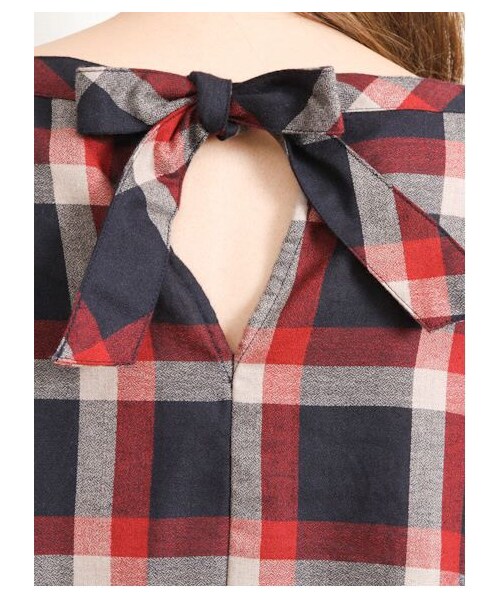 Green Parks fuuwa(グリーンパークスフーワ)の「・Uチェック7分袖ブラウス(シャツ・ブラウス・レディース・レッド/イエロー/グリーン・F)」の8枚目の写真