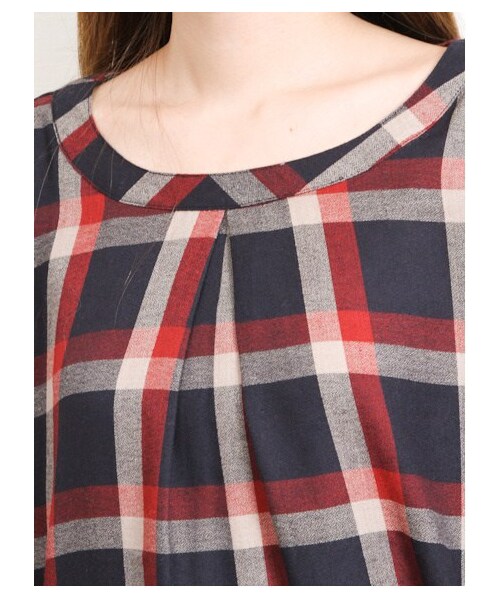 Green Parks fuuwa(グリーンパークスフーワ)の「・Uチェック7分袖ブラウス(シャツ・ブラウス・レディース・レッド/イエロー/グリーン・F)」の7枚目の写真