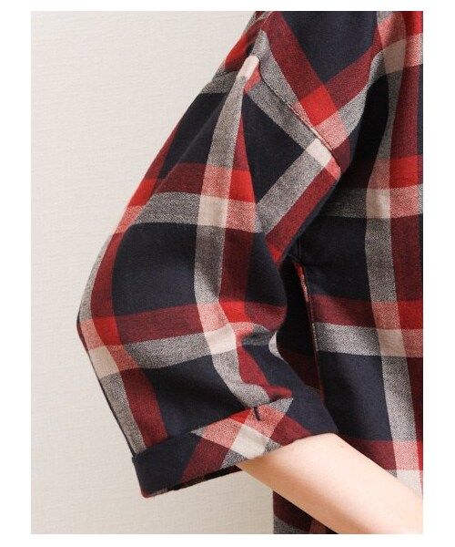 Green Parks fuuwa(グリーンパークスフーワ)の「・Uチェック7分袖ブラウス(シャツ・ブラウス・レディース・レッド/イエロー/グリーン・F)」の9枚目の写真