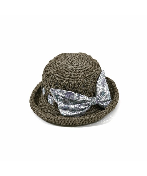 BeBe(ベベ)の「カバリエ リボン ペーパーハット(48~56cm)(ハット・キッズ・パープル/ブルー・Free)」の1枚目の写真