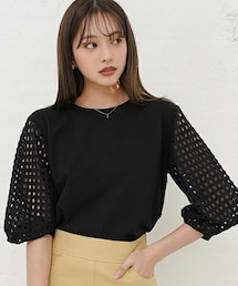 メッシュスリーブブラウス・全2色・t00660