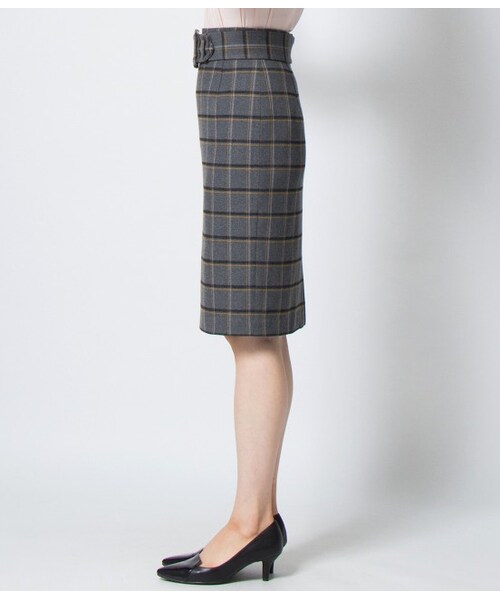 VIS（ビス）の「【先行受注】【with11月号掲載】サッシュベルト風タイトスカート（スカート・レディース・ライトグレー/ネイビー系・S/M）」の4枚目の写真