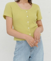 ワッフルクロップドカーディガン