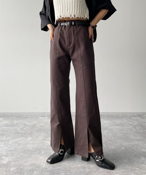 PAGEBOY(ページボーイ)の「【WEB先行予約】フロントスリットチノデニム(パンツ・レディース・チャコール/ベージュ/セピア・24inch(XSサイズ), 25inch(Sサイズ), 26inch(Mサイズ), 27inch(Lサイズ))」の4枚目の写真
