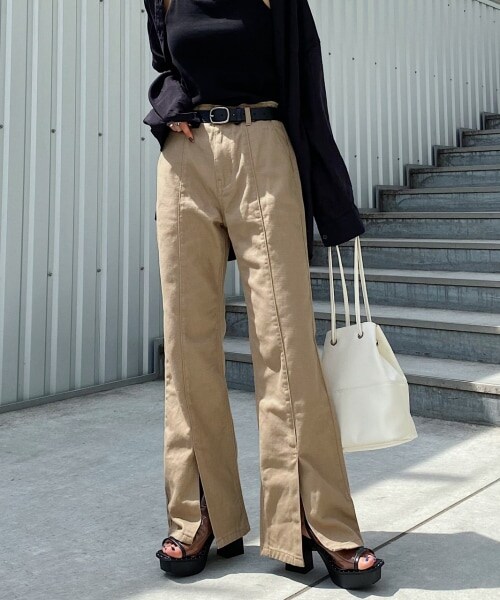 PAGEBOY(ページボーイ)の「【WEB先行予約】フロントスリットチノデニム(パンツ・レディース・チャコール/ベージュ/セピア・24inch(XSサイズ), 25inch(Sサイズ), 26inch(Mサイズ), 27inch(Lサイズ))」の7枚目の写真