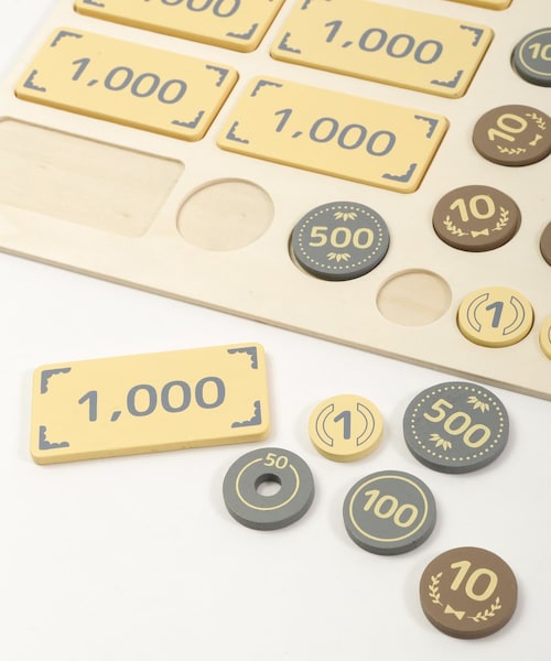 3coins（3coins）の「【たのしいをおぼえよう】木のお金（おもちゃ 