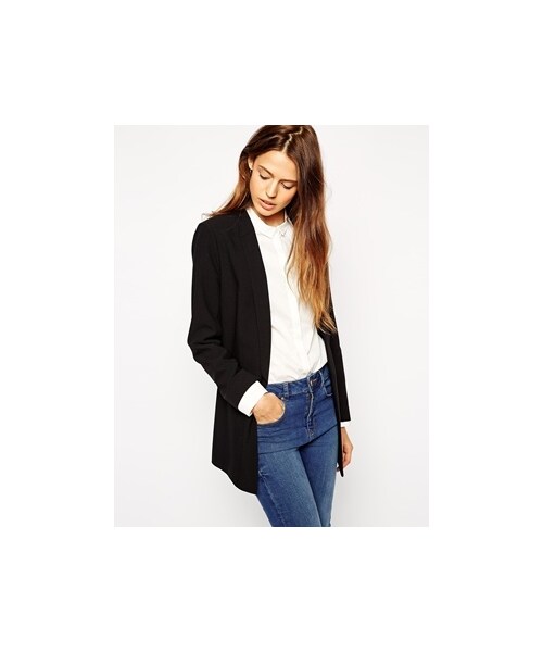 Asos（エイソス）の「ASOS Longline Crepe Blazer Black（テーラードジャケット）」 WEAR