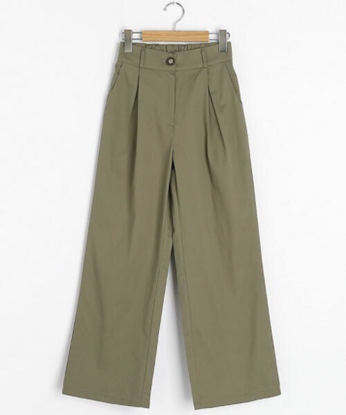 DHOLIC（ディーホリック）の「タックコットンパンツ（その他パンツ・レディース・ベージュ/グリーン/グレー/ブラック・S/M）」の4枚目の写真