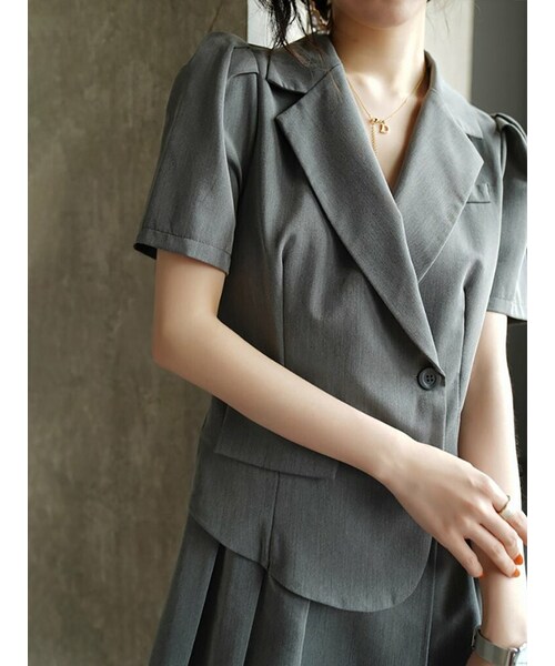 Cozyyoung（コージーヤング）の「2021年夏の新作半袖黒いスカート（ワンピース・レディース・ブラック/グレー・S）」の2枚目の写真