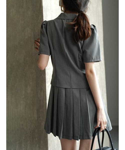 Cozyyoung（コージーヤング）の「2021年夏の新作半袖黒いスカート（ワンピース・レディース・ブラック/グレー・S）」の4枚目の写真