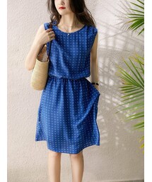 Cozyyoung | ジオメトリプリント ラウンドネックノースリーブドレス(ワンピース)