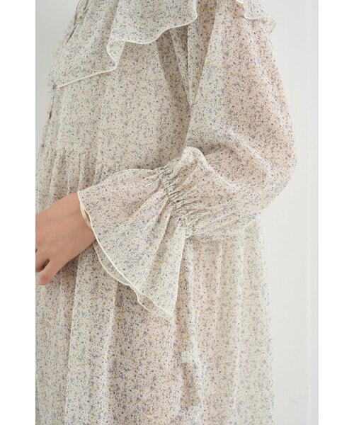 earth music&ecology（アースミュージックアンドエコロジー）の「前後2wayフリルカラーレースアップチュニック（ワンピース/ドレス・アイボリー/フラワーブラック/フラワー/フラワーサックス・F）」の9枚目の写真