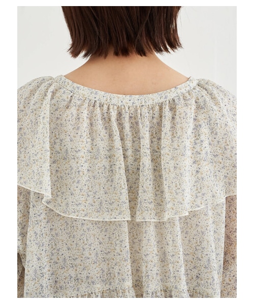 earth music&ecology（アースミュージックアンドエコロジー）の「前後2wayフリルカラーレースアップチュニック（ワンピース/ドレス・アイボリー/フラワーブラック/フラワー/フラワーサックス・F）」の8枚目の写真