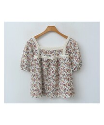 ENVYLOOK | レーススクエアネック花柄半袖ブラウス(シャツ/ブラウス)