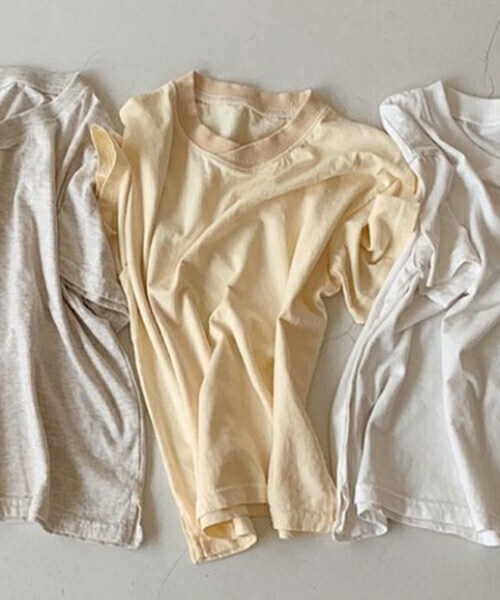 DHOLIC kids（ディーホリックキッズ）の「[T O E] ベーシックラウンドコットン半袖Tシャツ(kids)（Tシャツ/カットソー・キッズ・ホワイト/イエロー/ベージュ/ブラック/グレー・S/M/L/XL）」の5枚目の写真