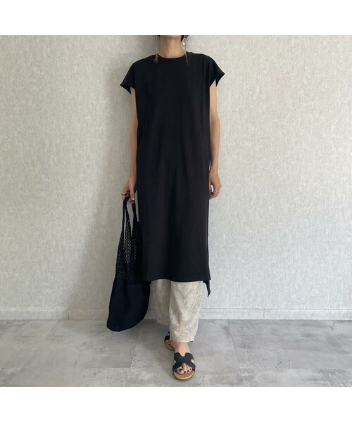 copine（コピン）の「裾スリットフレンチコットンワンピース(2color)（ワンピース・レディース・ブラウン/ブラック・ワンサイズ）」の2枚目の写真