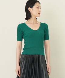 city（シティ）の「ファインコットンハーフスリーブリブニット（トップス）」