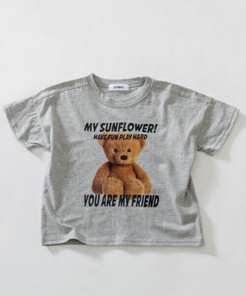 DHOLIC kids（ディーホリックキッズ）の「[ELLY MOLLY] 英字ベアー半袖Tシャツ(kids)（Tシャツ/カットソー・キッズ・ホワイト/グレー/ピンク・5/7/9/11/13）」の2枚目の写真