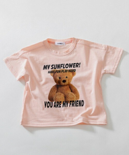 DHOLIC kids（ディーホリックキッズ）の「[ELLY MOLLY] 英字ベアー半袖Tシャツ(kids)（Tシャツ/カットソー・キッズ・ホワイト/グレー/ピンク・5/7/9/11/13）」の3枚目の写真