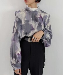 PAGEBOY | 【ポイント20％還元対象】【WEB先行予約】マーブルアートハイネックブラウス(トップス)