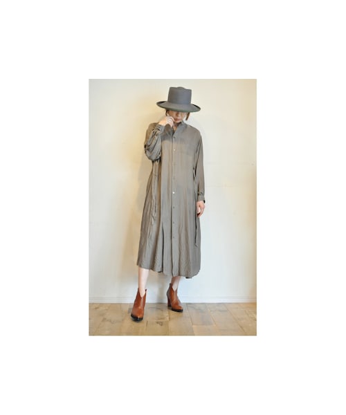 hippiness（ヒッピネス）の「サクラコワークドレス（シャツワンピース・レディース・ブルー/イエロー/ベージュ/ブラック/ブラウン/グリーン・one）」の5枚目の写真