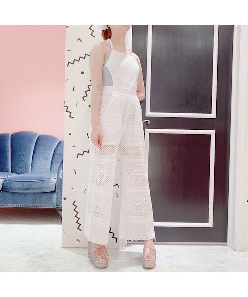 lilLilly(リルリリー)の「2WAYコットンレースオールインワン(ワンピース/ドレス・レディース・WHITE/BLACK)」の6枚目の写真