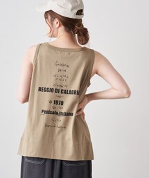 PUAL CE CIN | 擬麻加工天竺バックプリントタンクトップ(キャミソール)