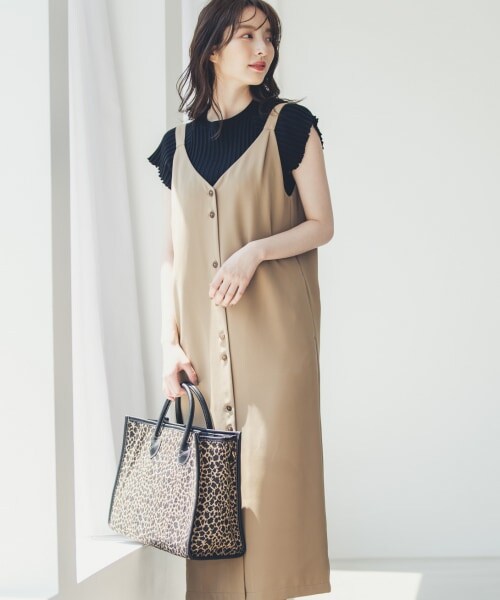 Andemiu（アンデミュウ）の「フロントボタンジャンスカ（スカート・ブラック/ブラウン/ベージュ）」の3枚目の写真